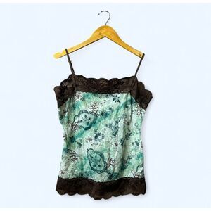 Cocomo Green Brown M/L Floral Sleeveless Tank Top